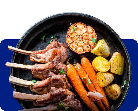 Lamb cutlets with roast vegetables