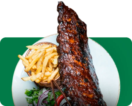 Barbecue ribs with fries